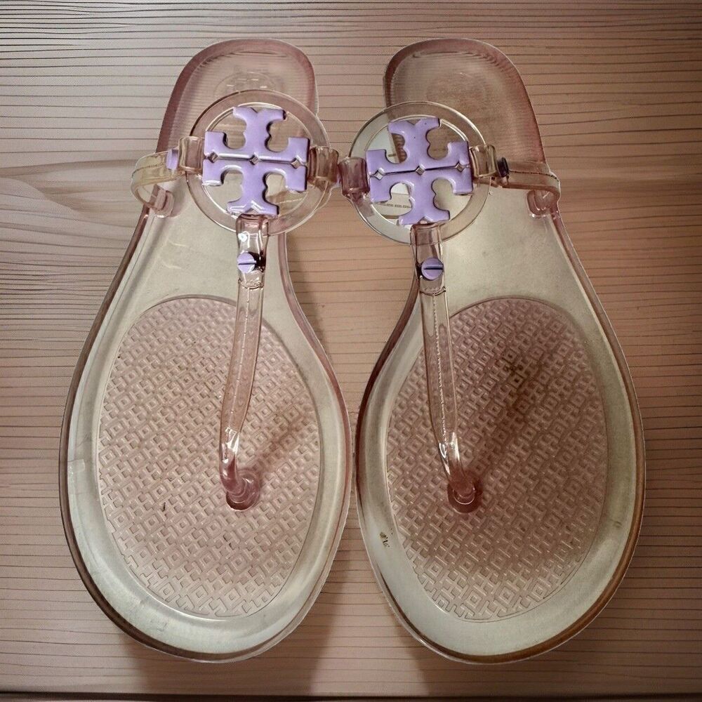 Tory Burch Mini Miller Jelly Thong Sandals Flip Flops Lilac Size 7 Waterproof